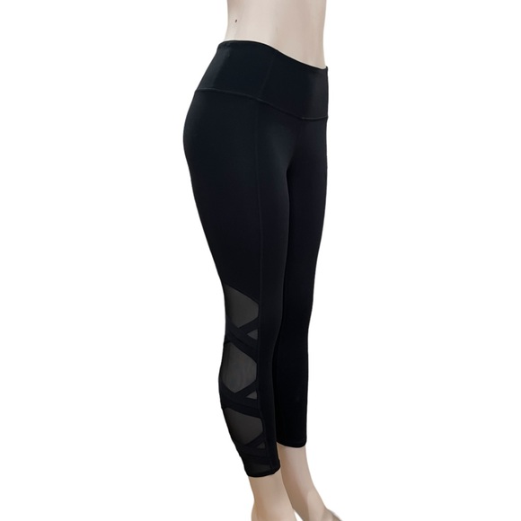 Athleta Pintuck Chaturanga Legging X-Small Black Mesh - Picture 1 of 5